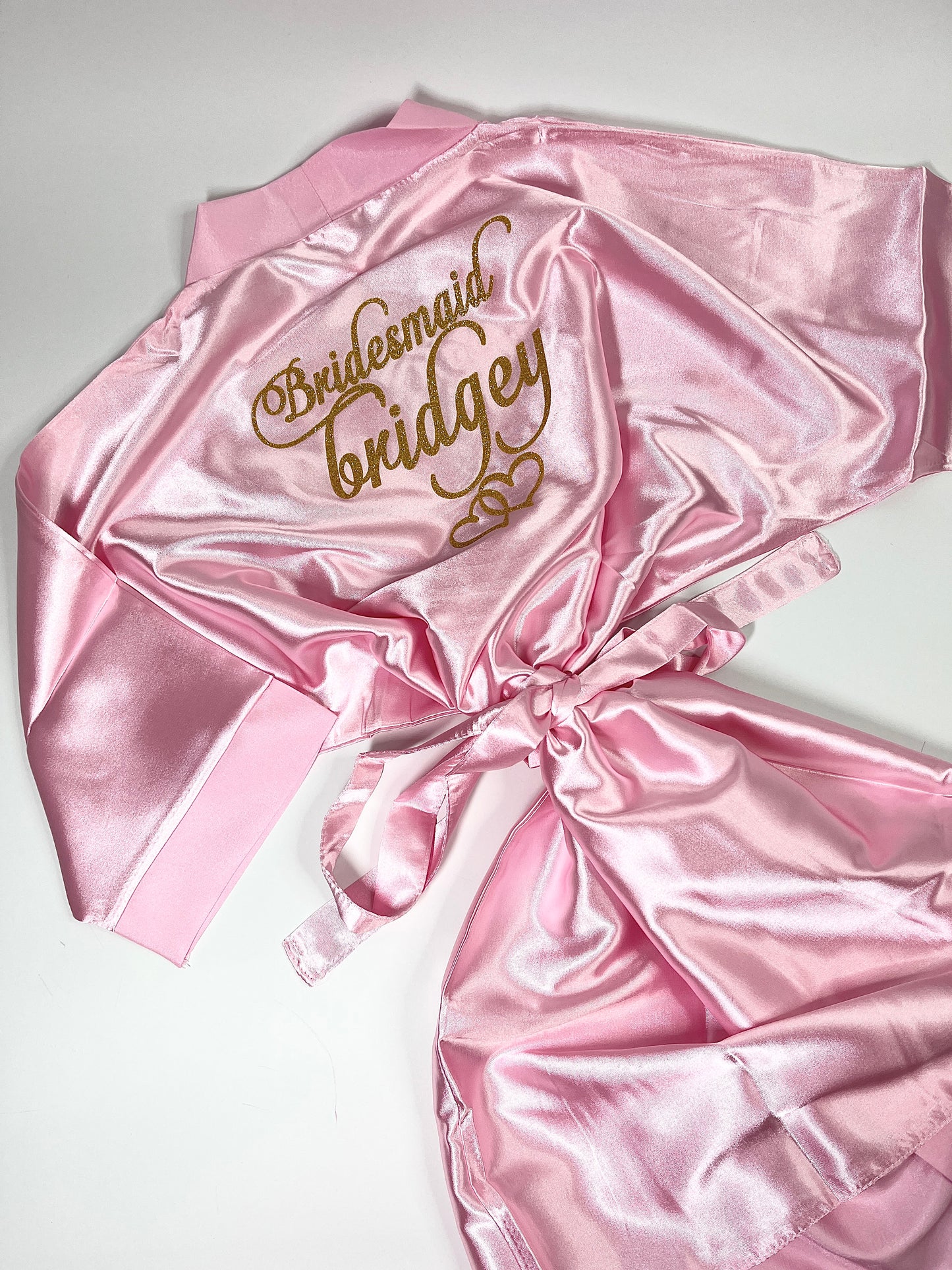 Kids | Personalised Satin Robes | Baby Pink