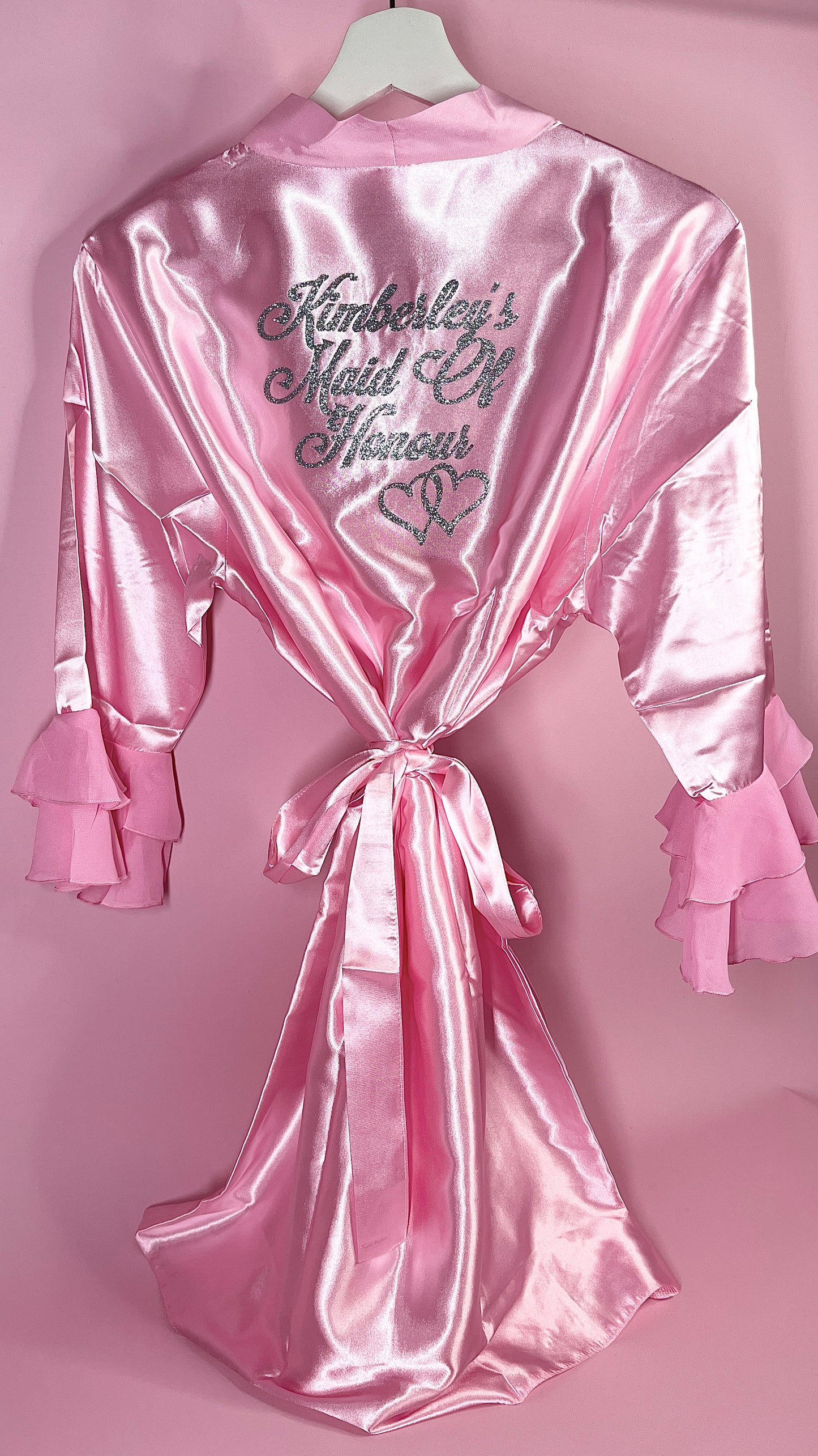 Personalised Ruffle Robe | BabyPink Discontinued Last Chance To Buy