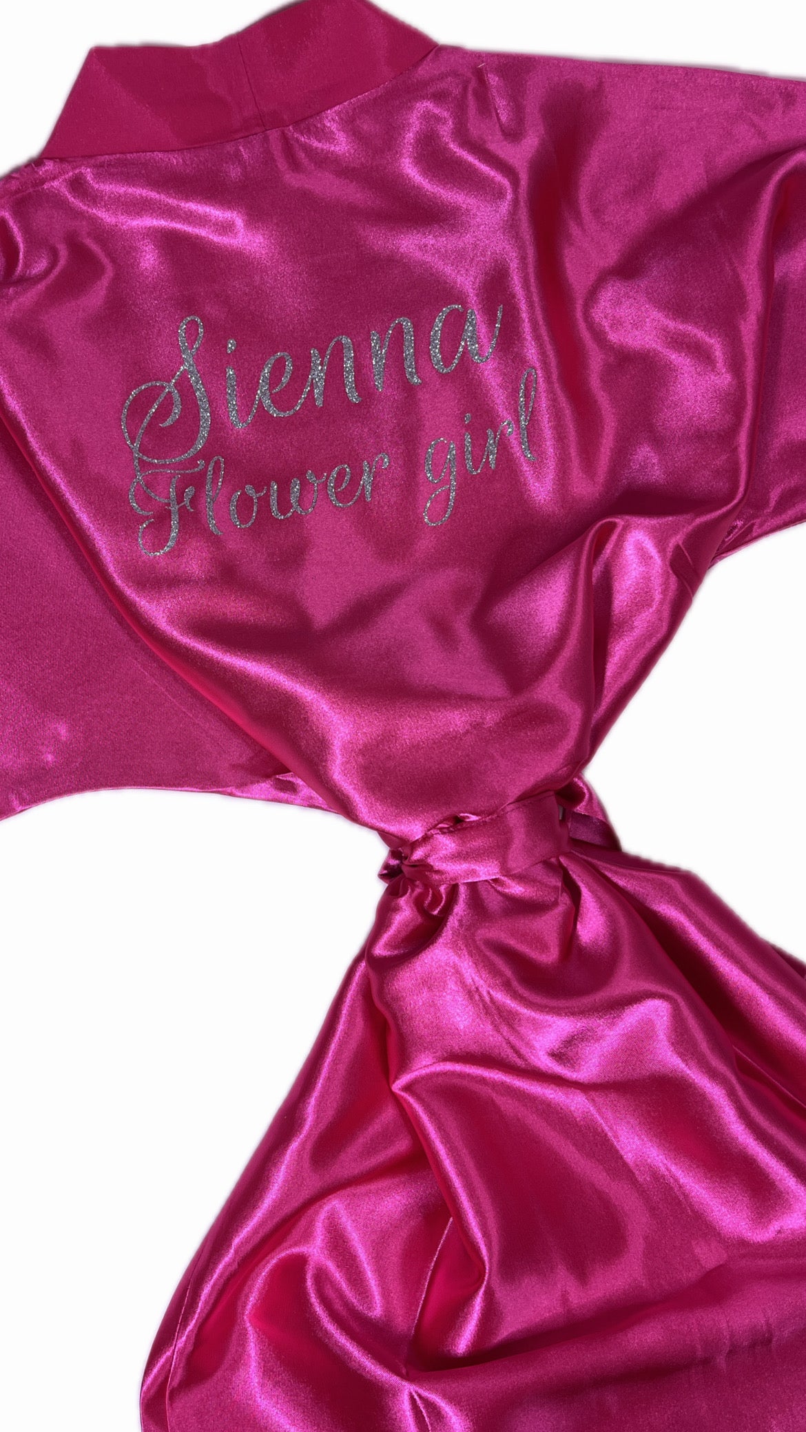 Kids | Personalised Satin Robes | Hot Pink