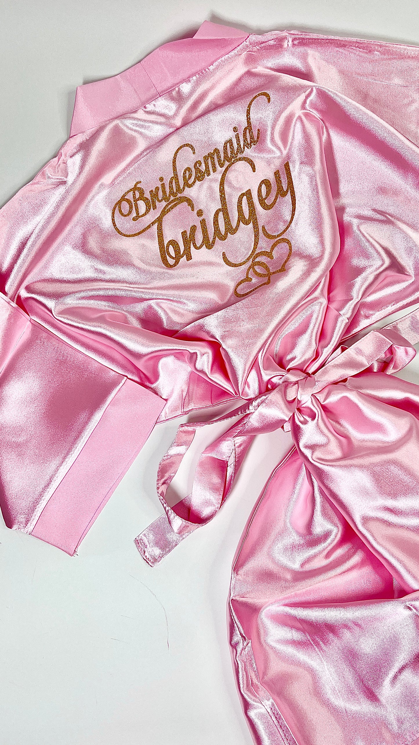 Kids | Personalised Satin Robes | Baby Pink