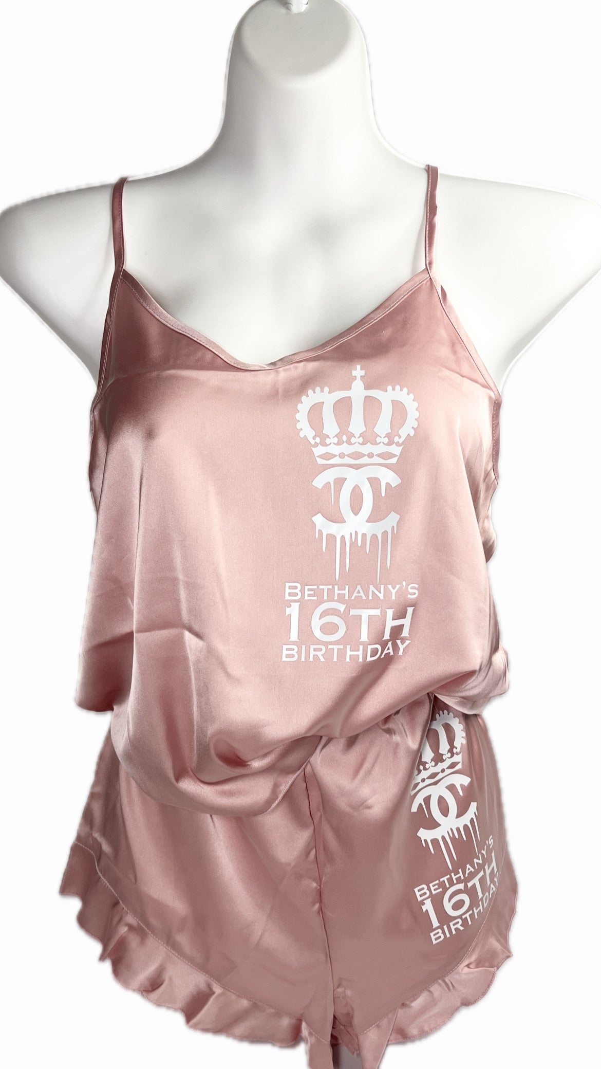 Ruffle Satin Pjs | Pink