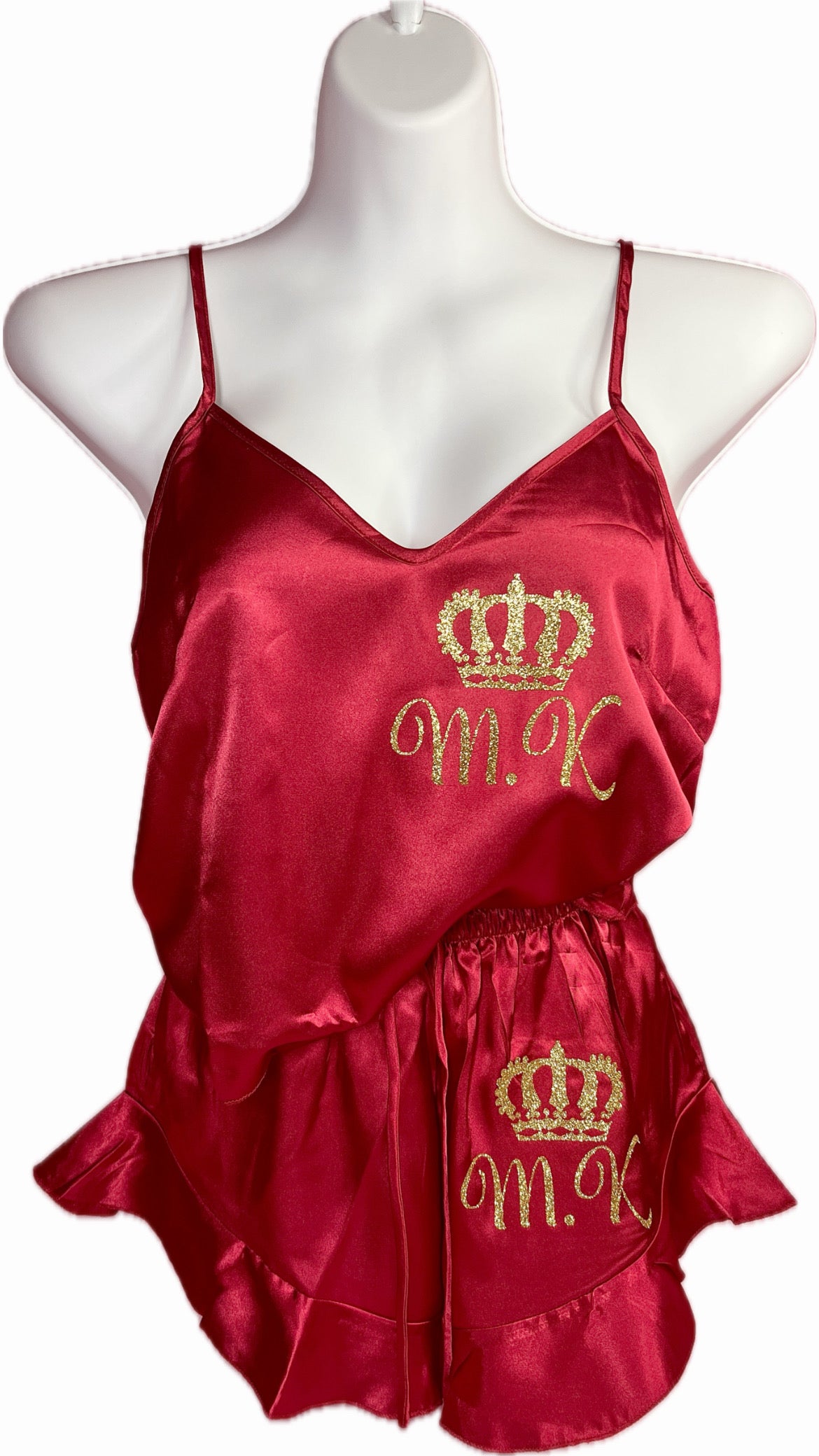 Ruffle Satin Pjs | Red