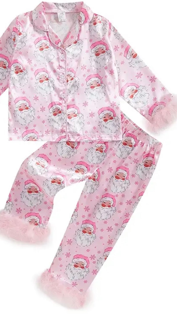 Pink Fluffy Christmas Satin Pjs / KIDS