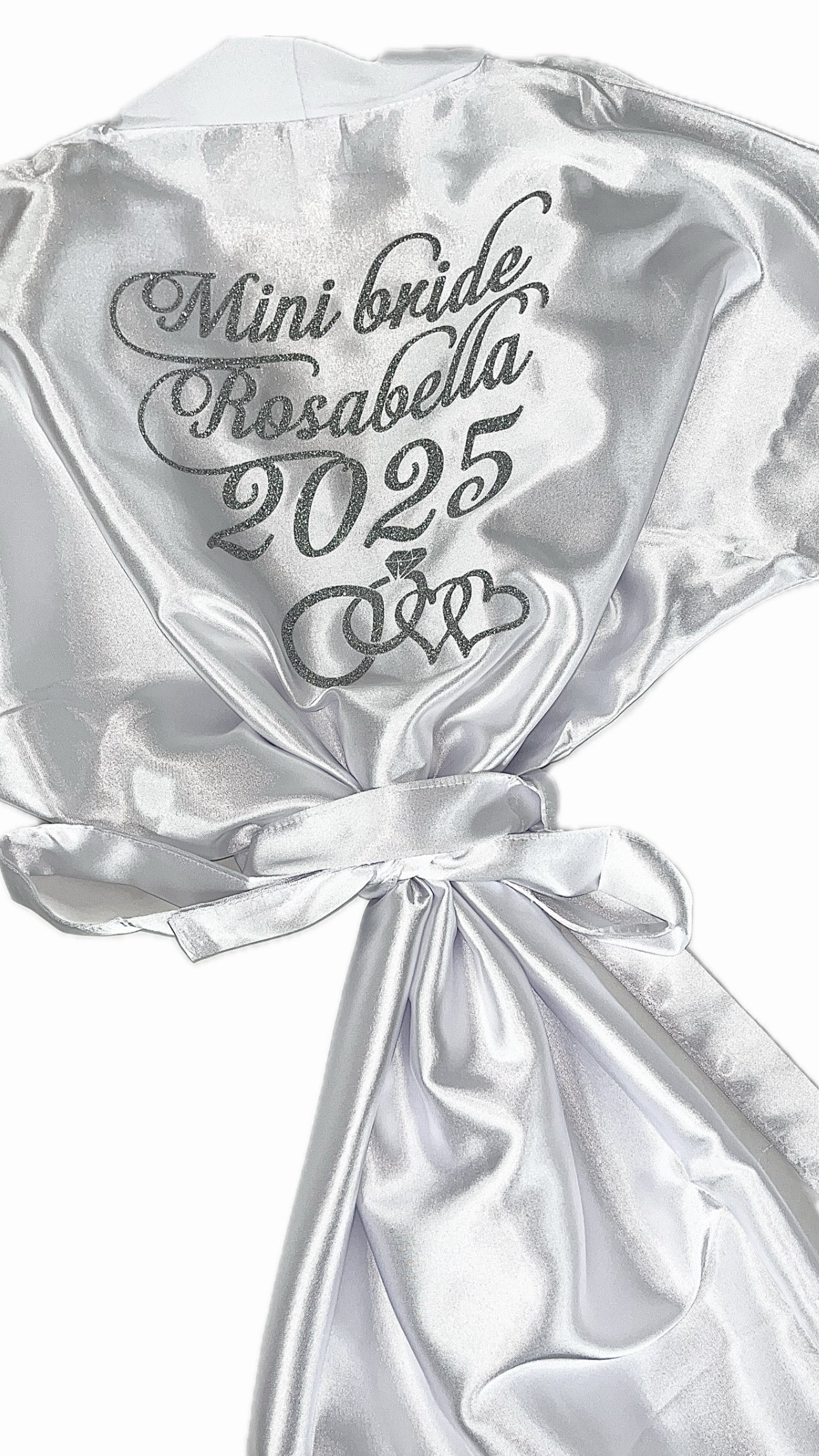 Kids | Personalised Satin Robes | White