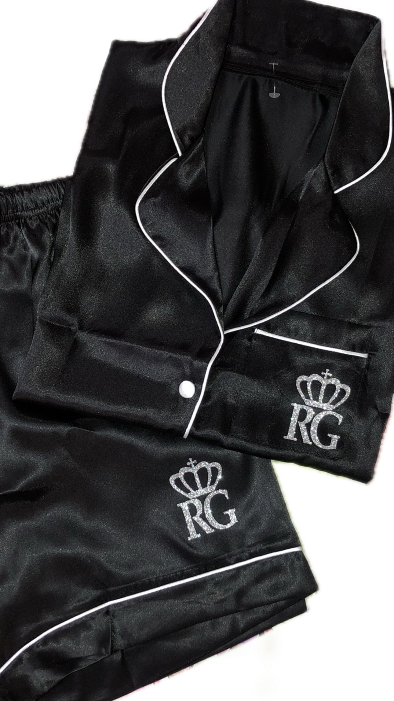 Satin Short Shirt Set | Black