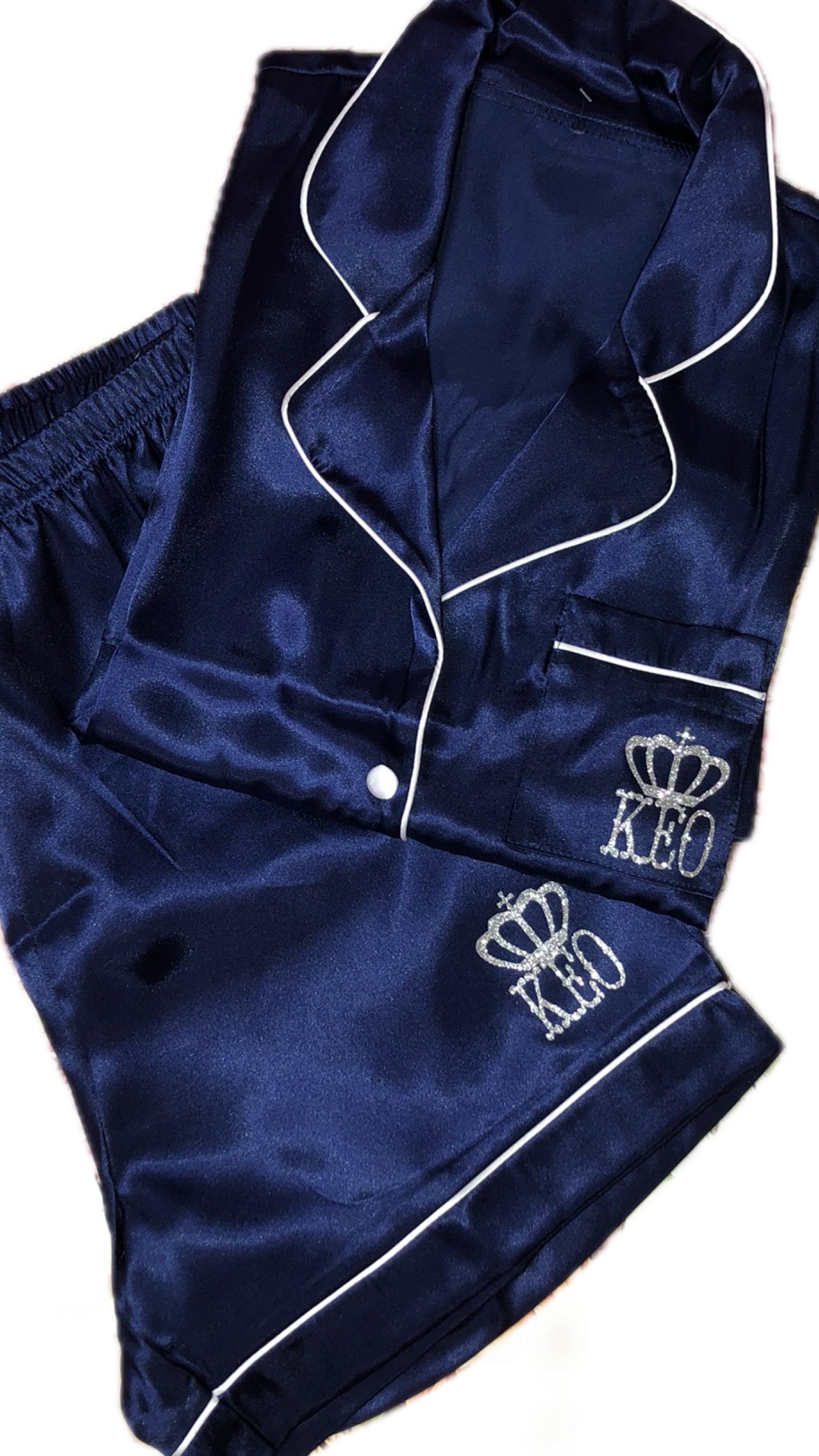 Satin Short Shirt Set | Navy