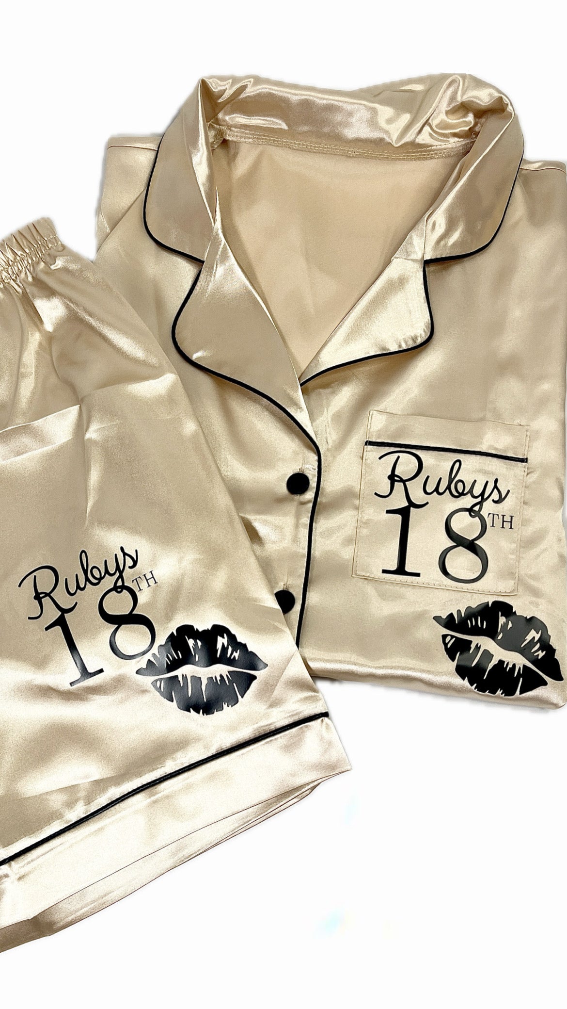 Satin Short Shirt Set | Champagne