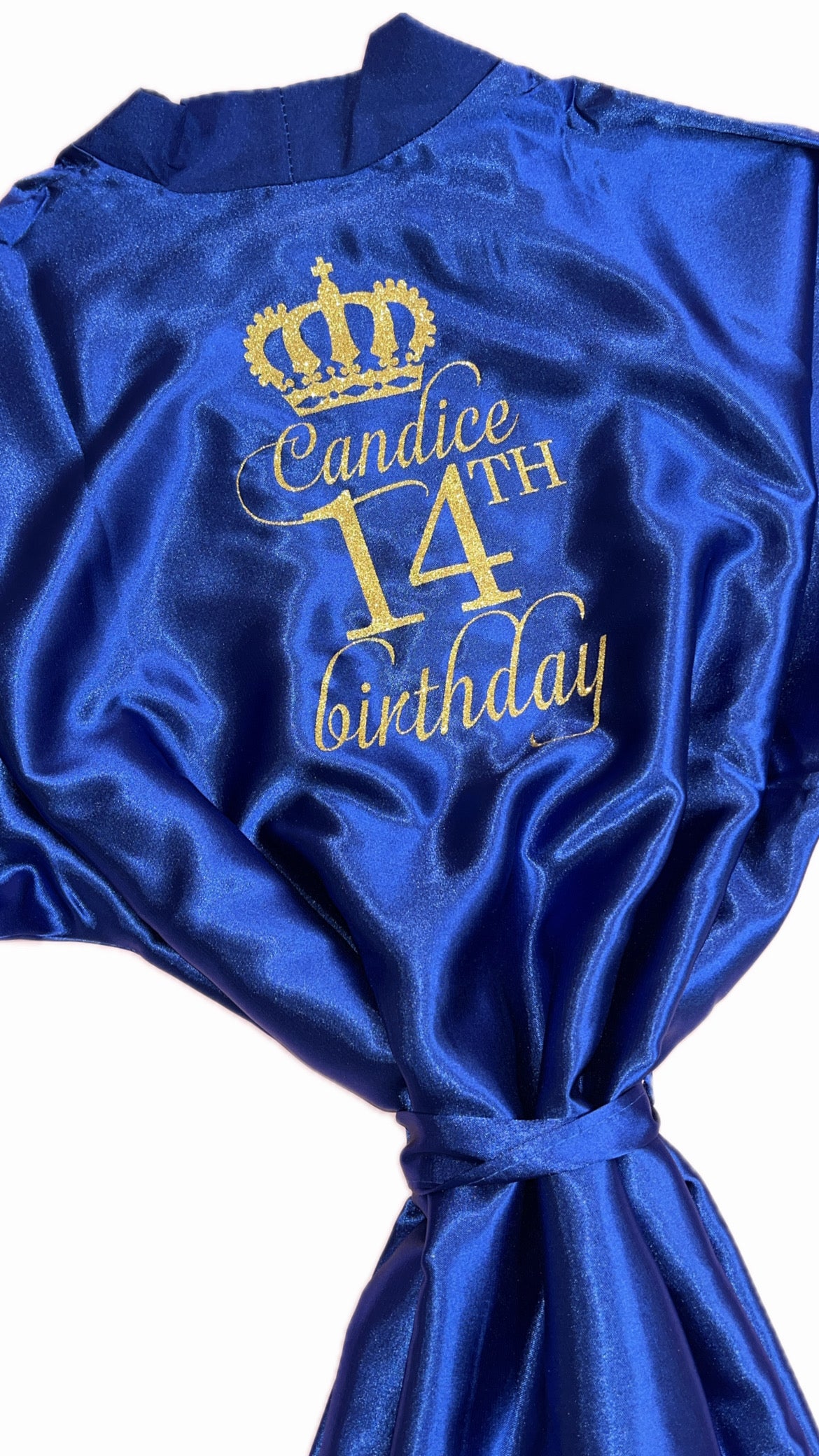 Kids | Personalised Satin Robes | Royal Blue