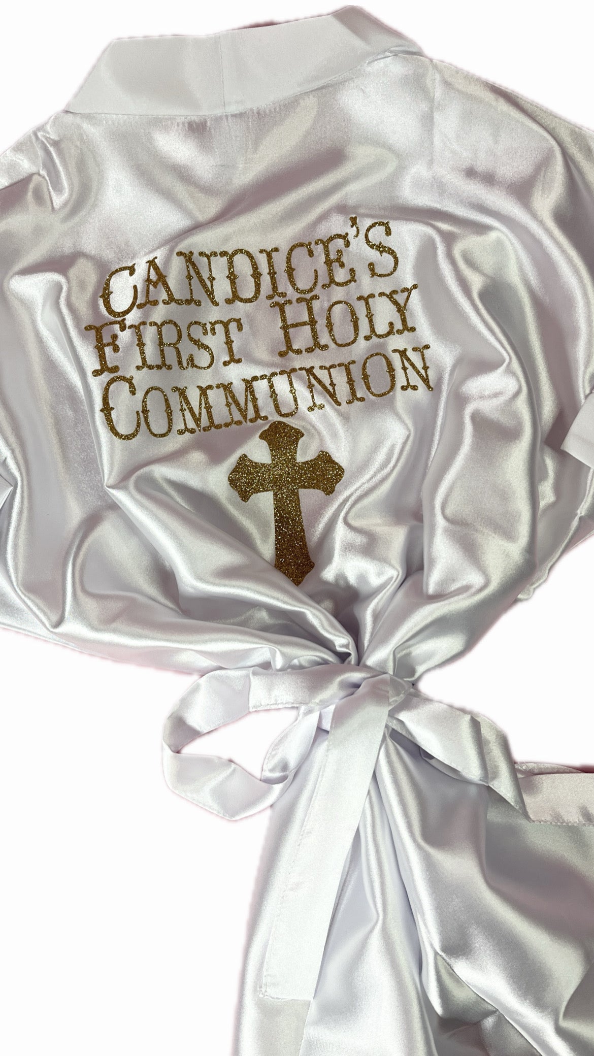 Kids | Personalised Satin Robes | Ivory