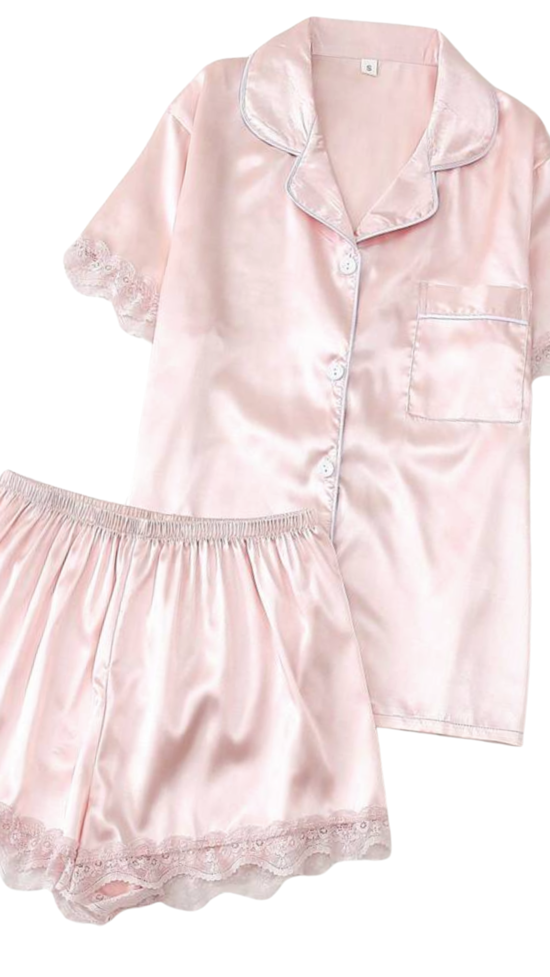 Pink Lace Satin Pjs