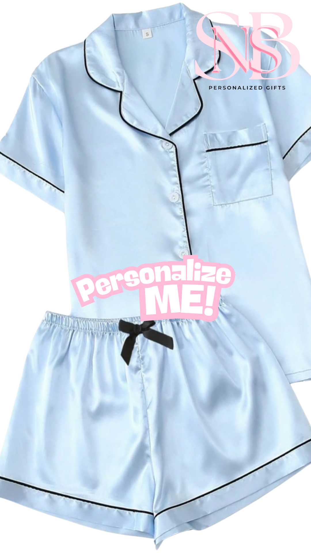 Satin Short Shirt Set | Blue