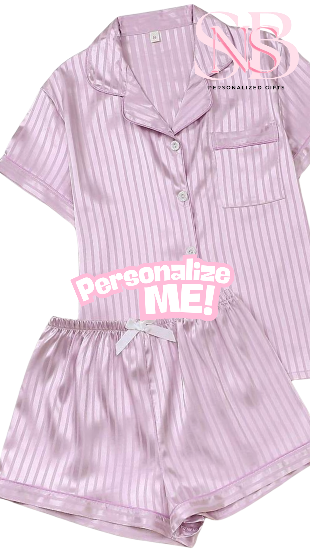 Satin Short Shirt Set | Stripe