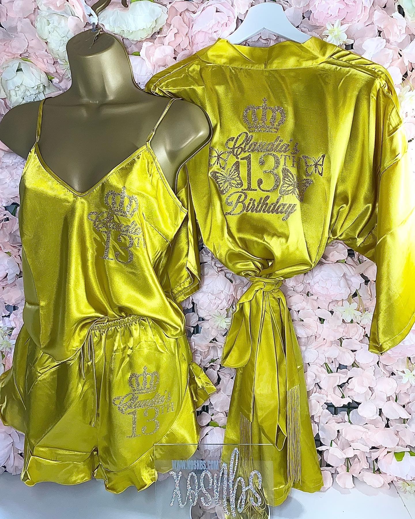 Ruffle Satin Pjs | Yellow