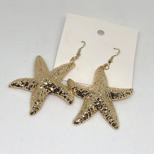 Gold Starfish Drop Earrings