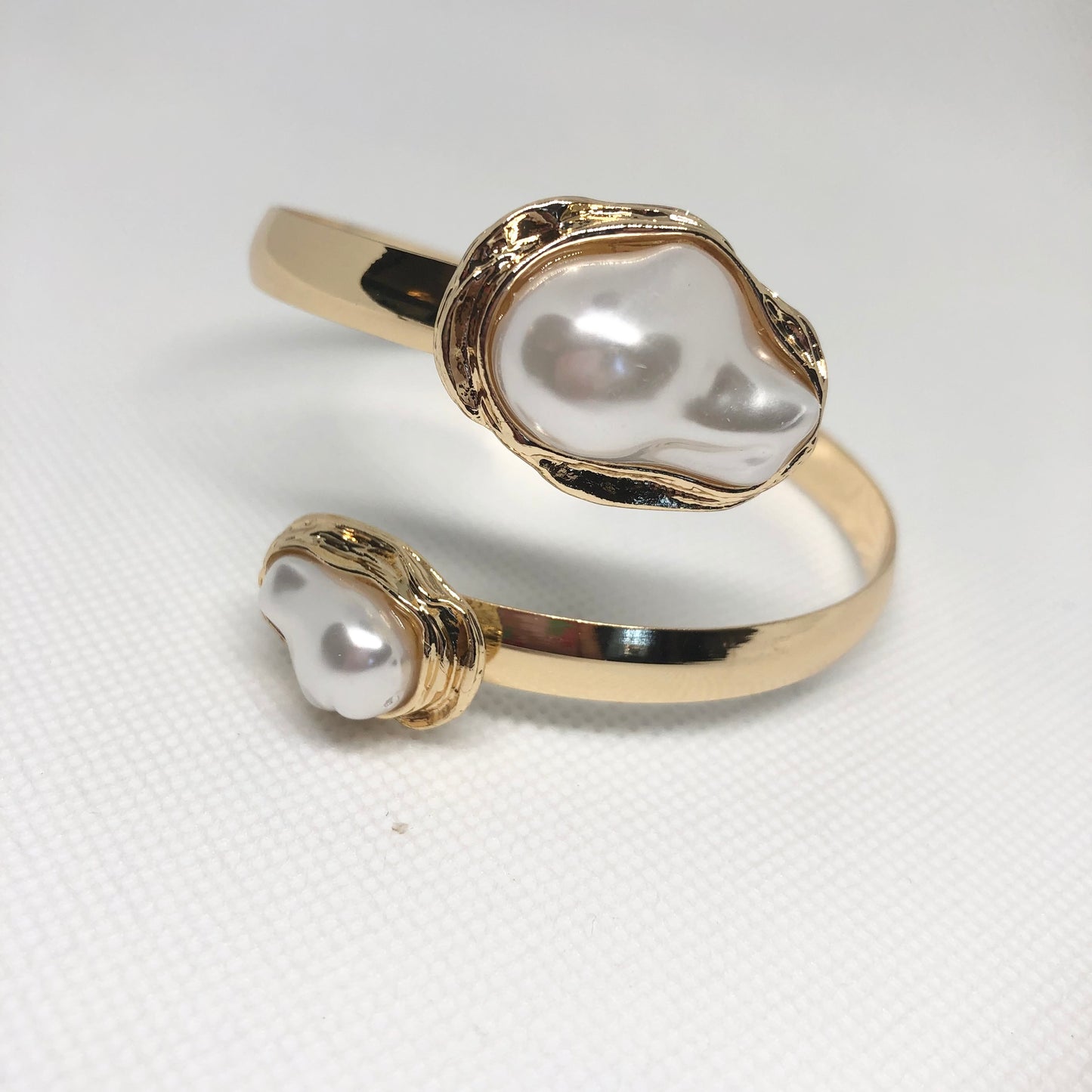 Pearl Gold Stone Cuff Bracelet