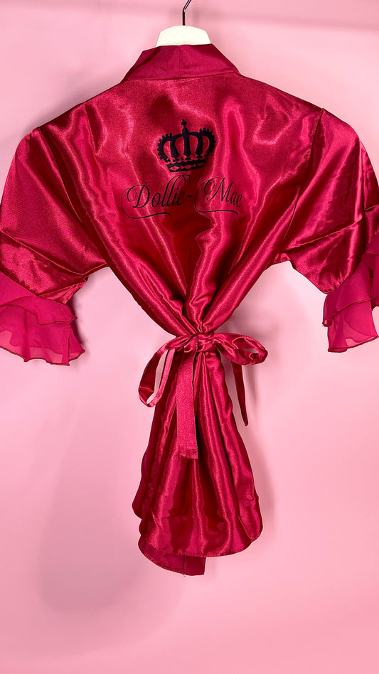 Kids | Personalised Ruffle Robe | Wine Red