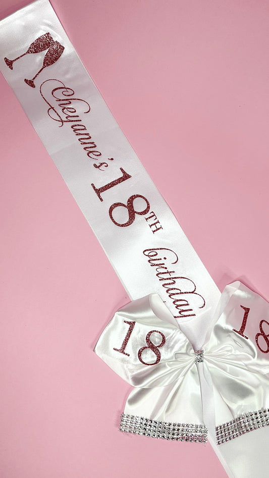 Personalised Satin Bow Sash xo