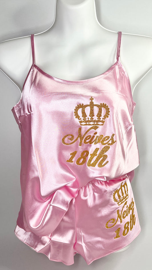 Personalised Cami Set | Baby Pink