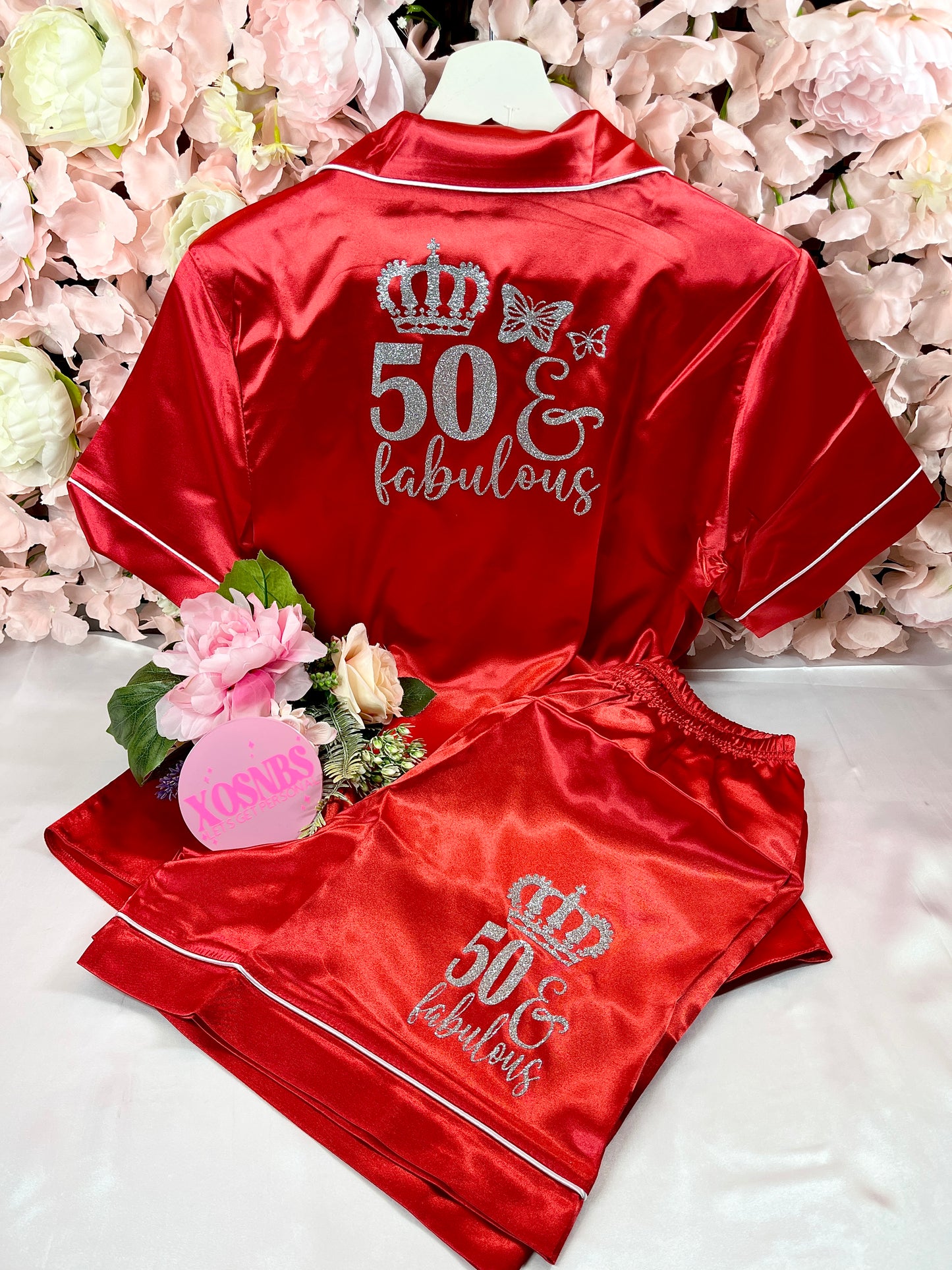 Satin Short Shirt Set | Red