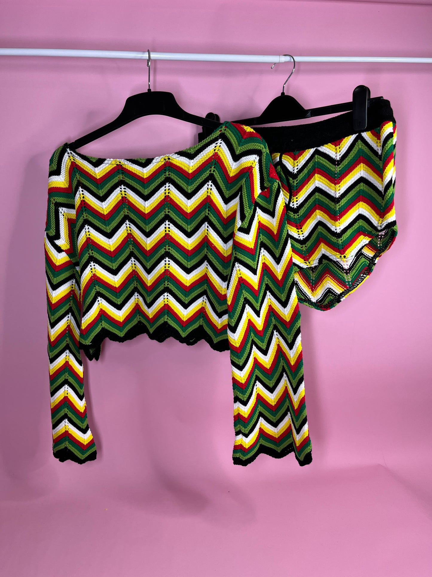 Zig Zag Knitted Co ord - Green