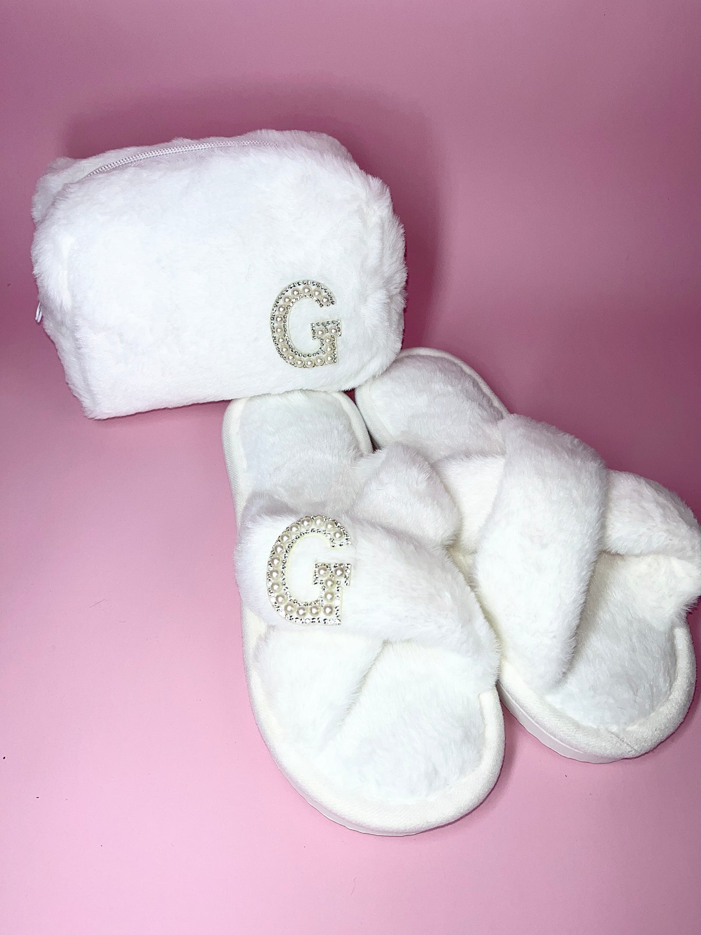 Initial Make Up Bag & Slippers Box Set