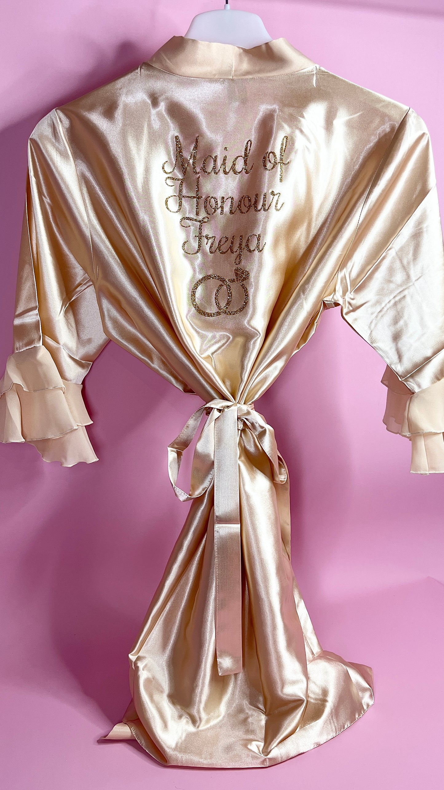 Personalised Ruffle Robe | Champagne Discontinued Last Chance To Buy