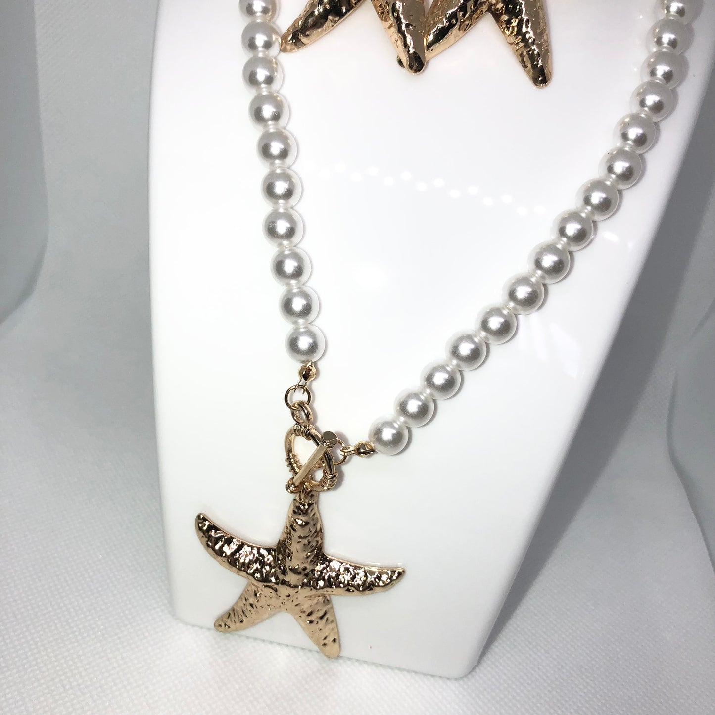 Pearl Gold Starfish Necklace & Earrings