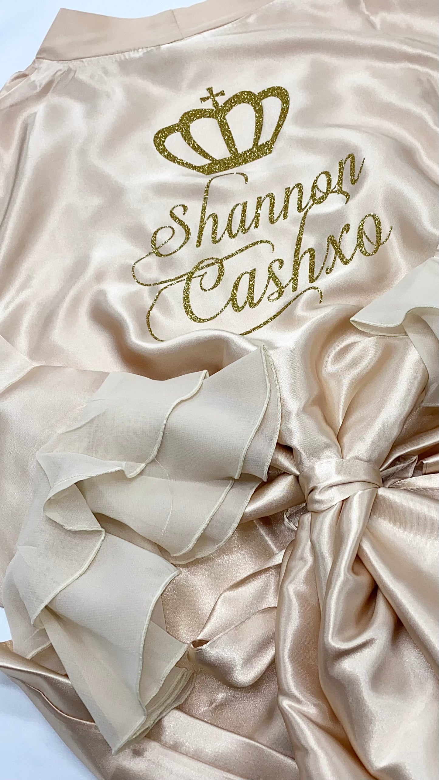 Personalised Ruffle Robe | Champagne Discontinued Last Chance To Buy