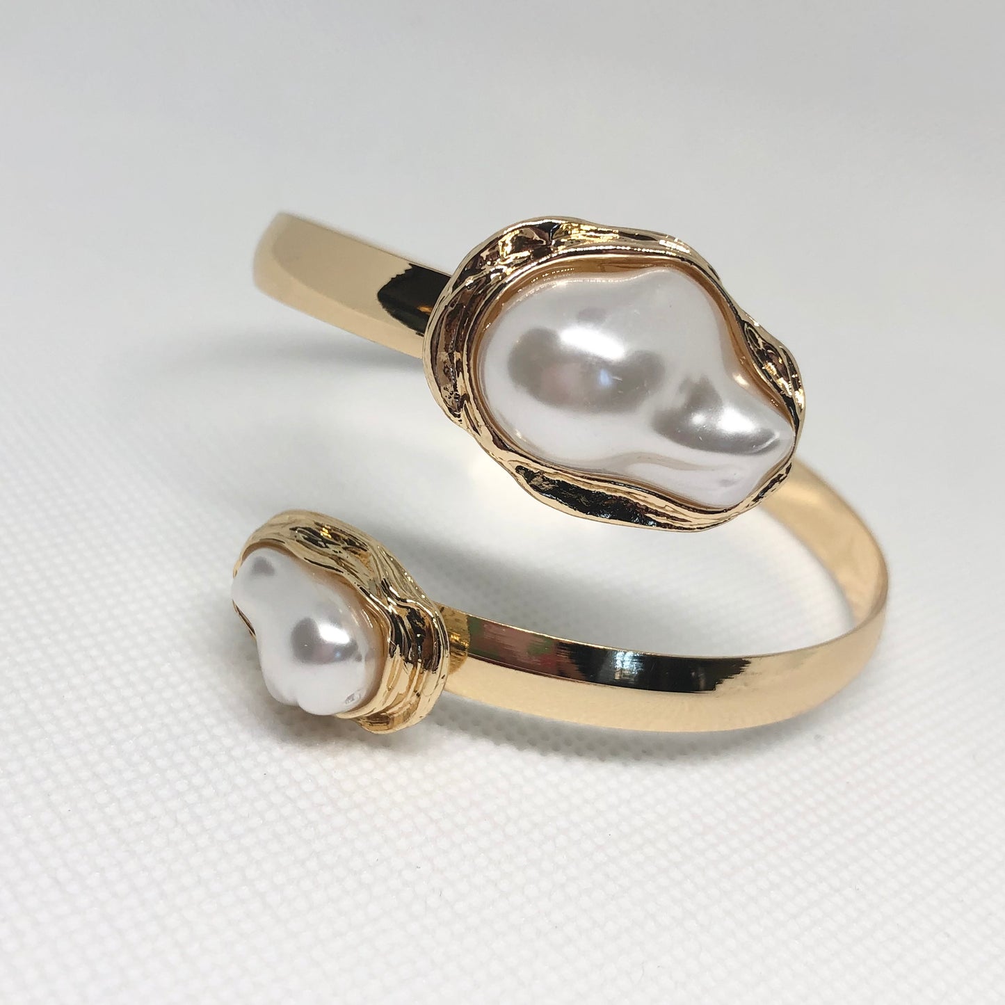 Pearl Gold Stone Cuff Bracelet