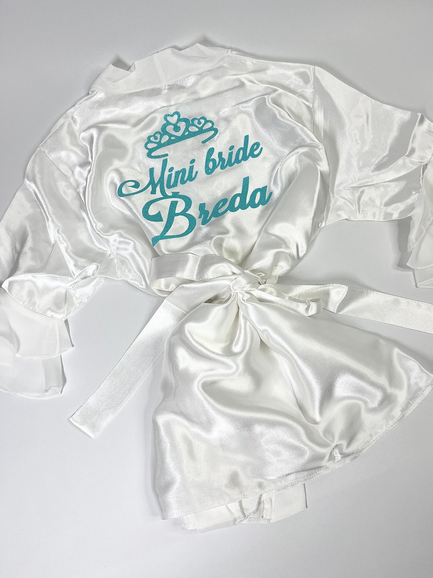 Kids | Personalised Ruffle Robe | White