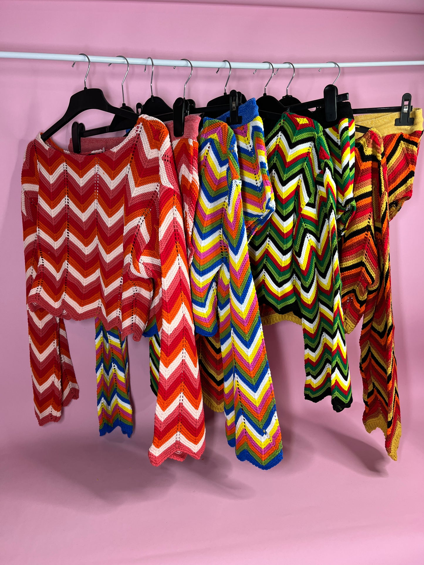 Zig Zag Knitted Co ord - Red & Yellow