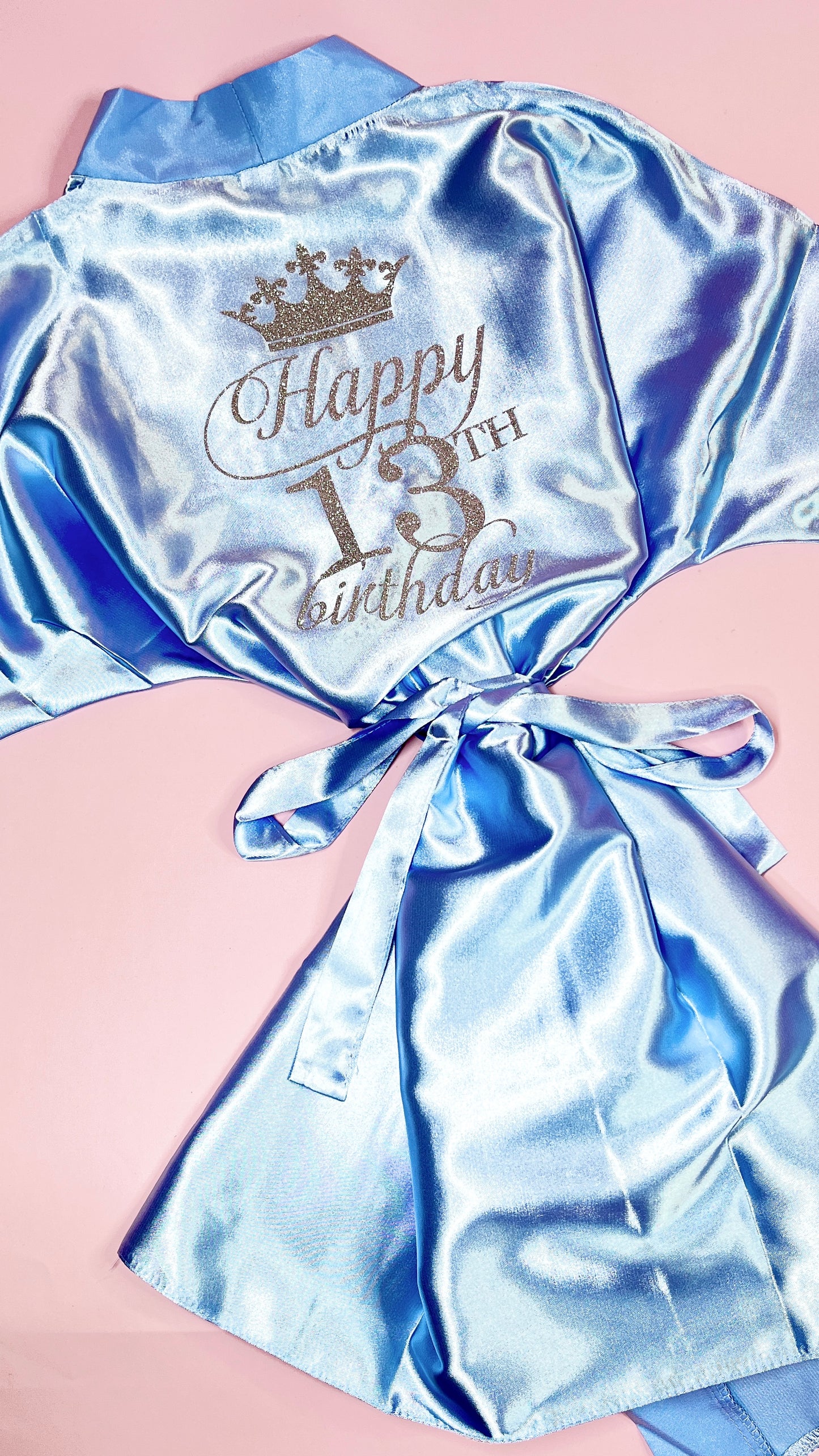 Kids | Personalised Satin Robes | Baby Blue