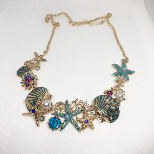 Ocean Themed Statement Bib Necklace