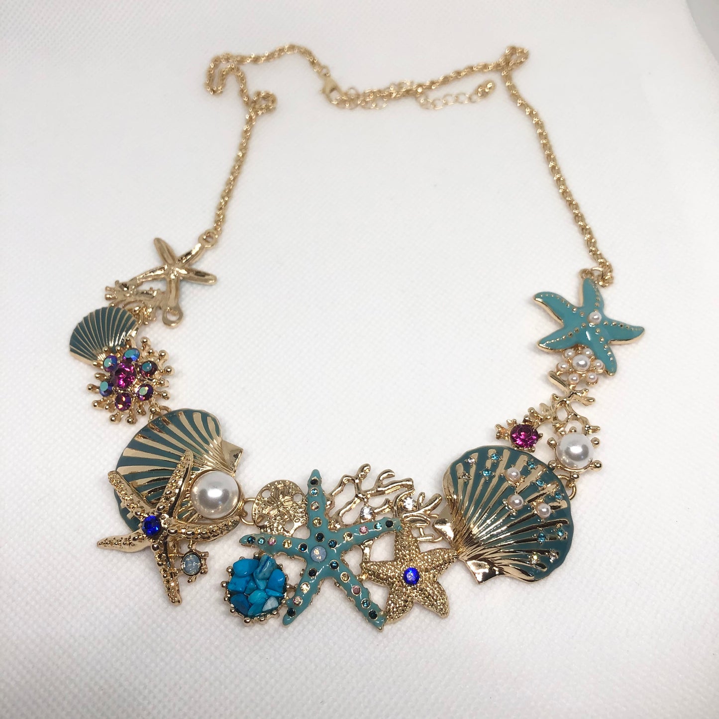 Ocean Themed Statement Bib Necklace