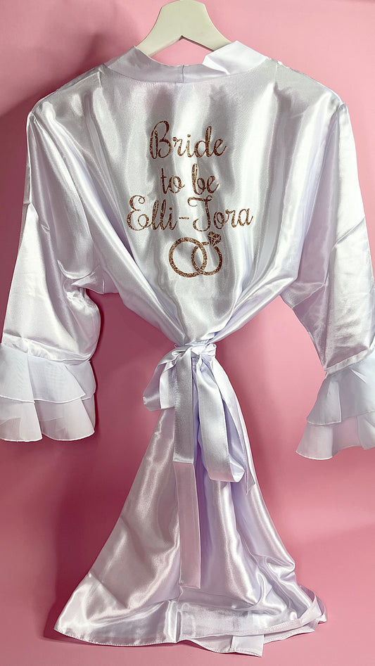 Personalised Ruffle Robe | White Discontinued Last Chance To Buy