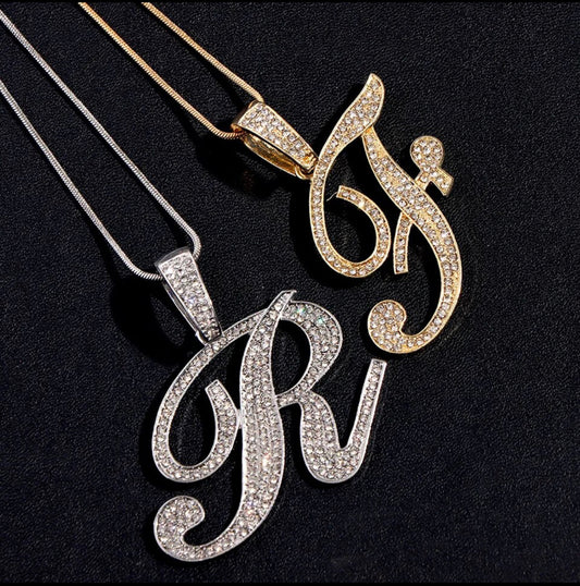 Silver Initial Rhinestone Necklace | Choose your letter
