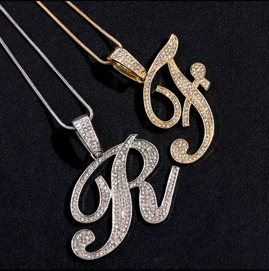 Gold Initial Rhinestone Necklace | Choose your letter