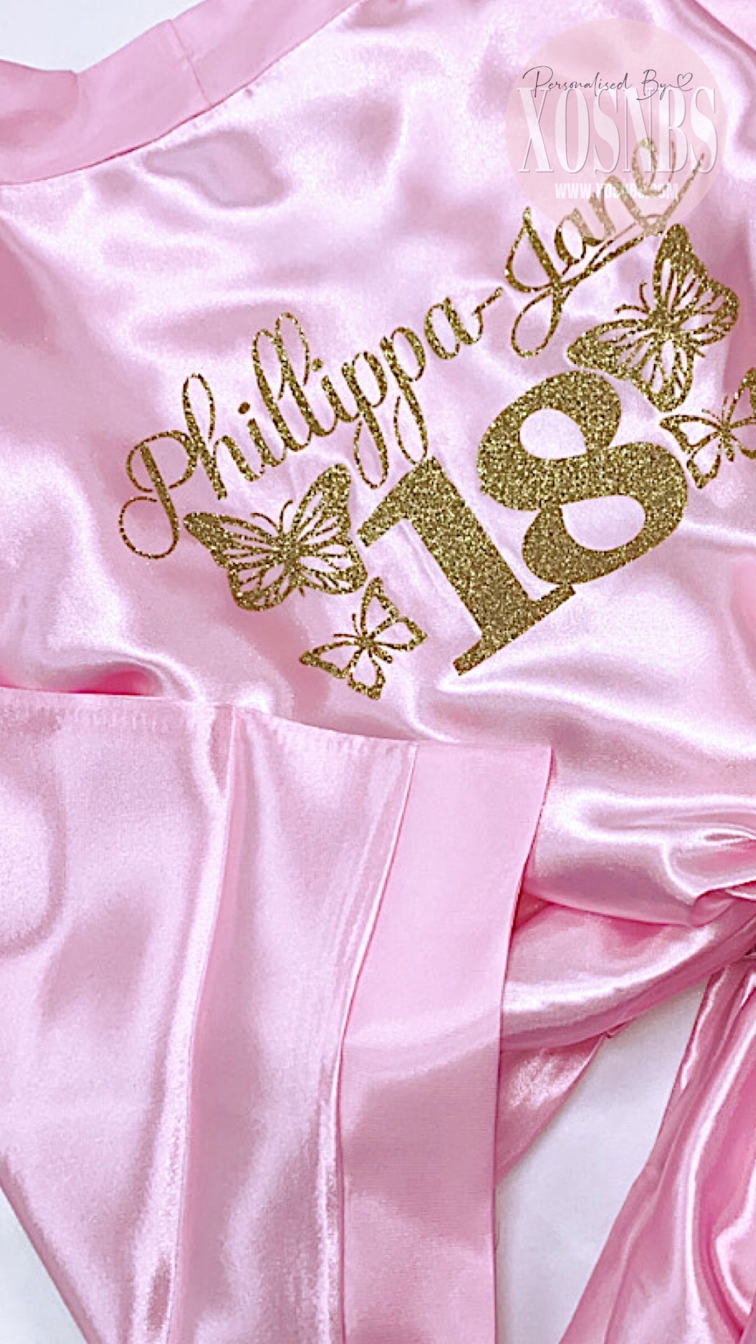 Kids | Personalised Satin Robes | Baby Pink