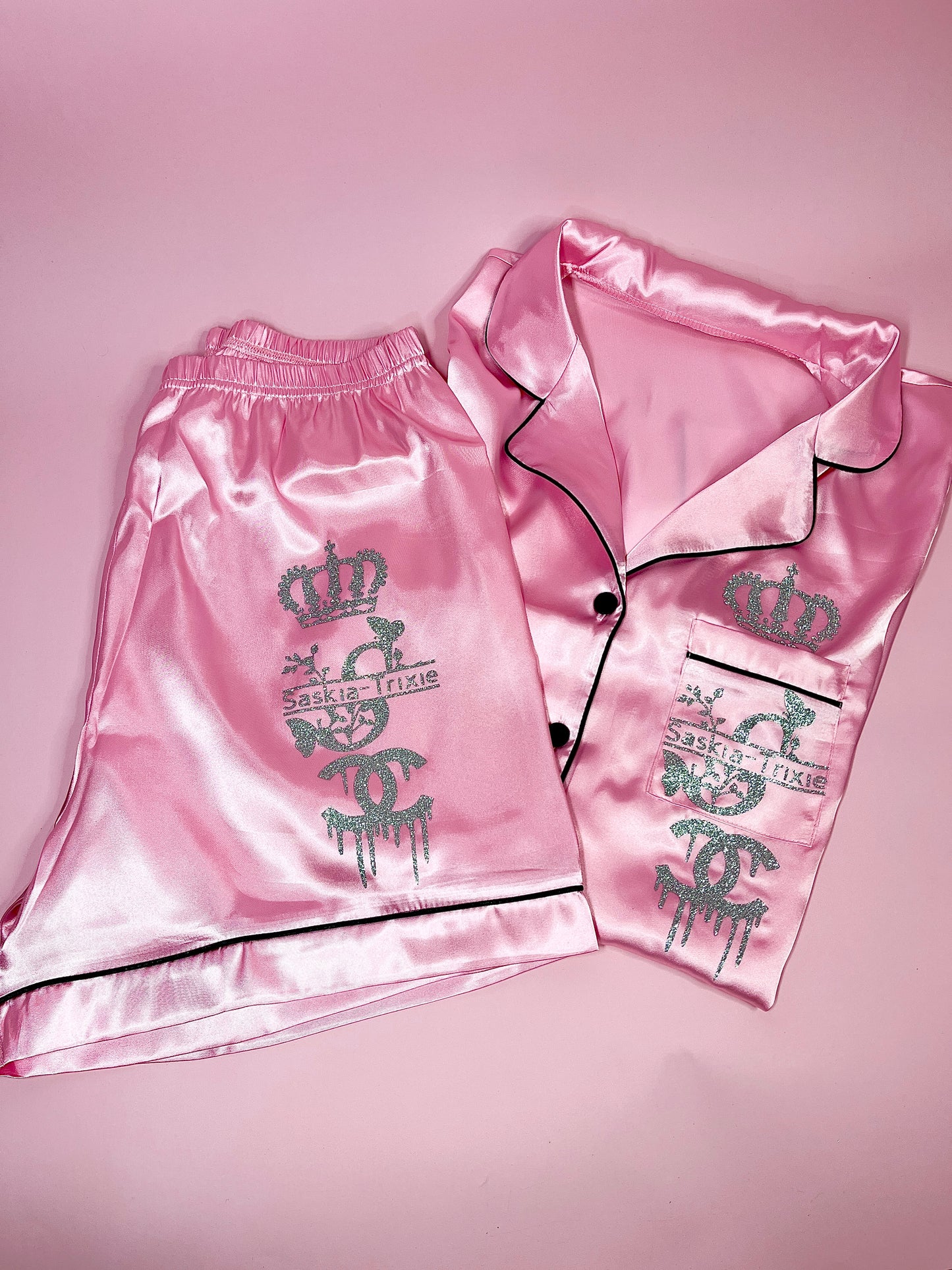 Satin Short Shirt Set | BabyPink