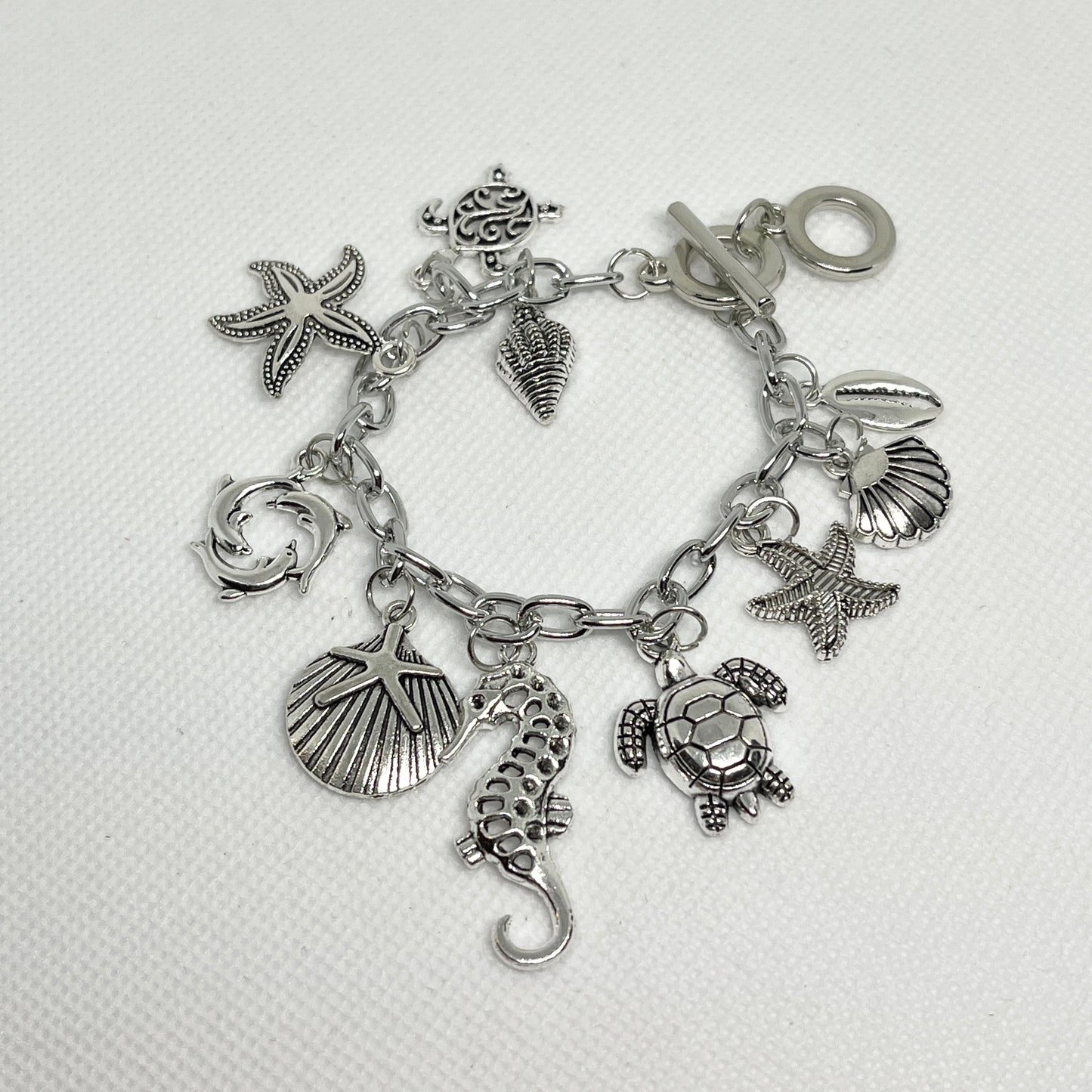 Silver Ocean Themed Charm Bracelet