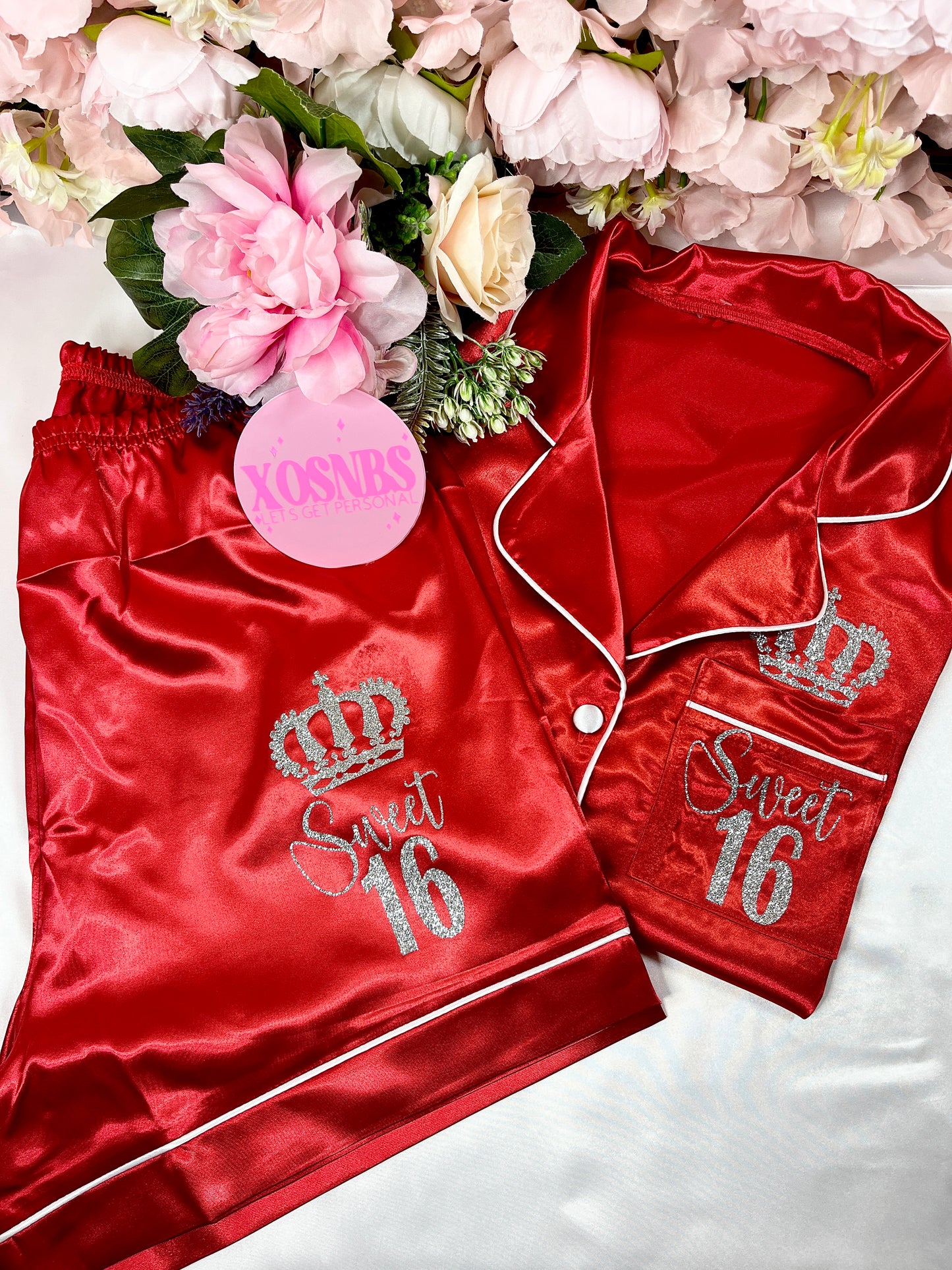 Satin Short Shirt Set | Kids - Red