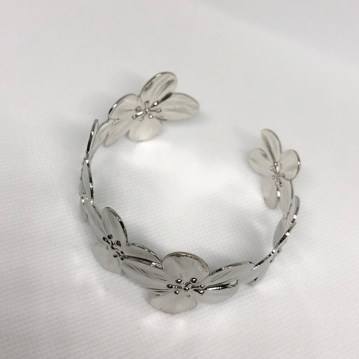 Silver Flower Cuff Bracelet