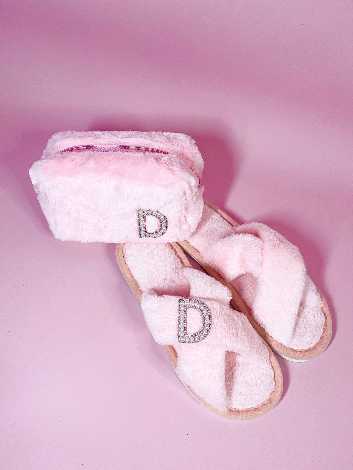 Initial Make Up Bag & Slippers Box Set