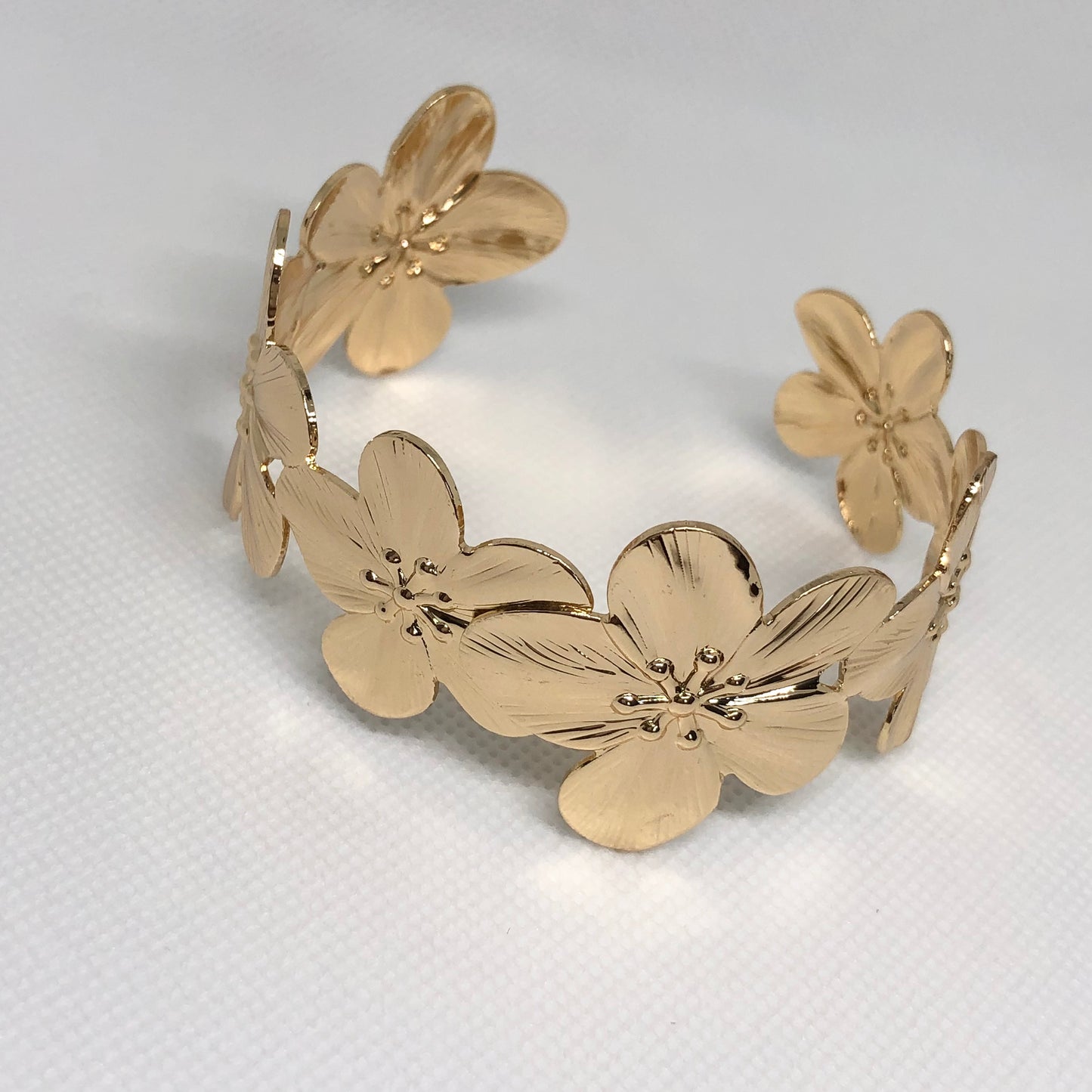 Gold Flower Cuff Bracelet