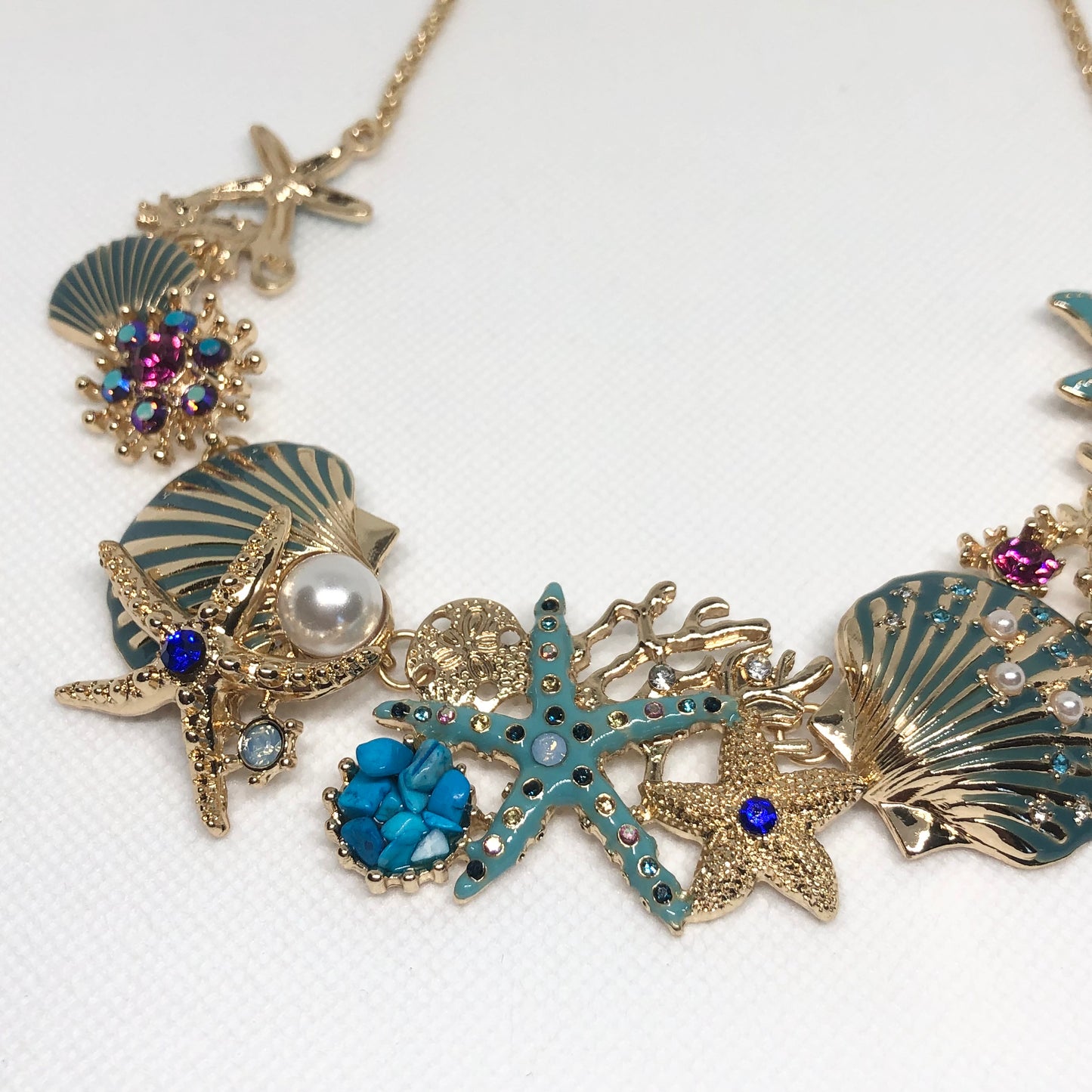 Ocean Themed Statement Bib Necklace