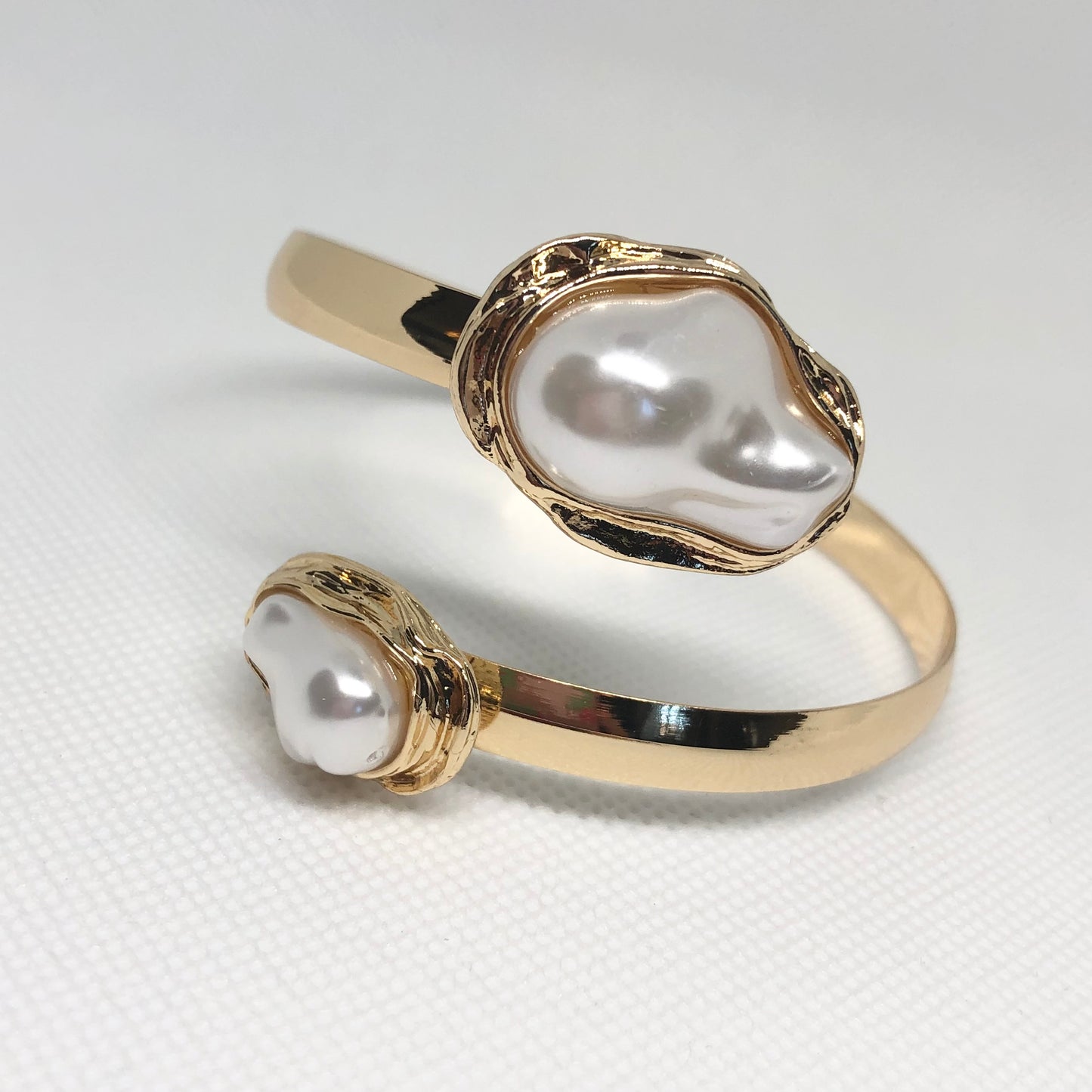 Pearl Gold Stone Cuff Bracelet