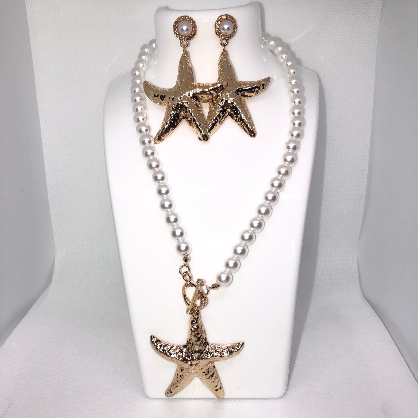 Pearl Gold Starfish Necklace & Earrings