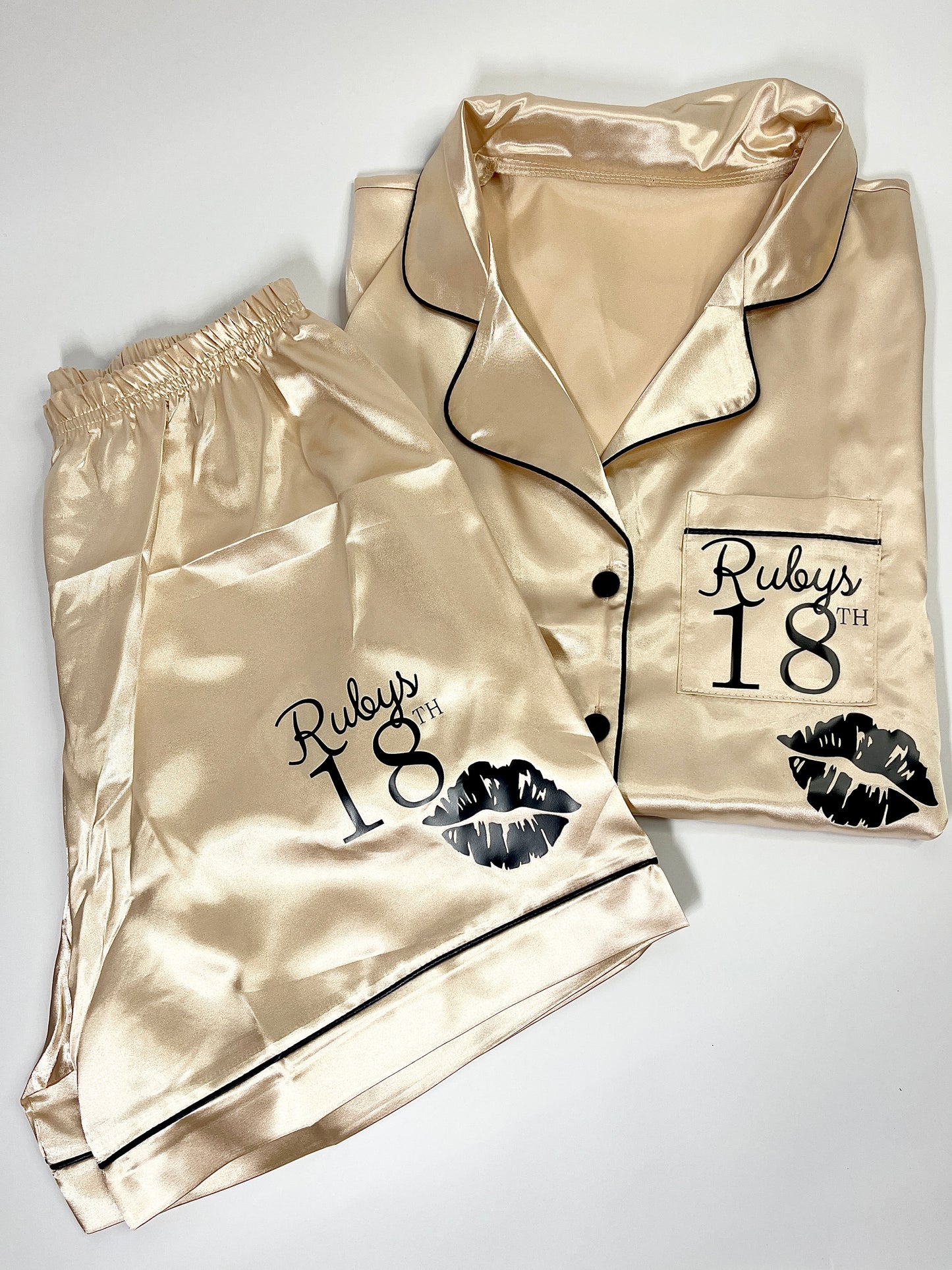 Satin Short Shirt Set | Champagne