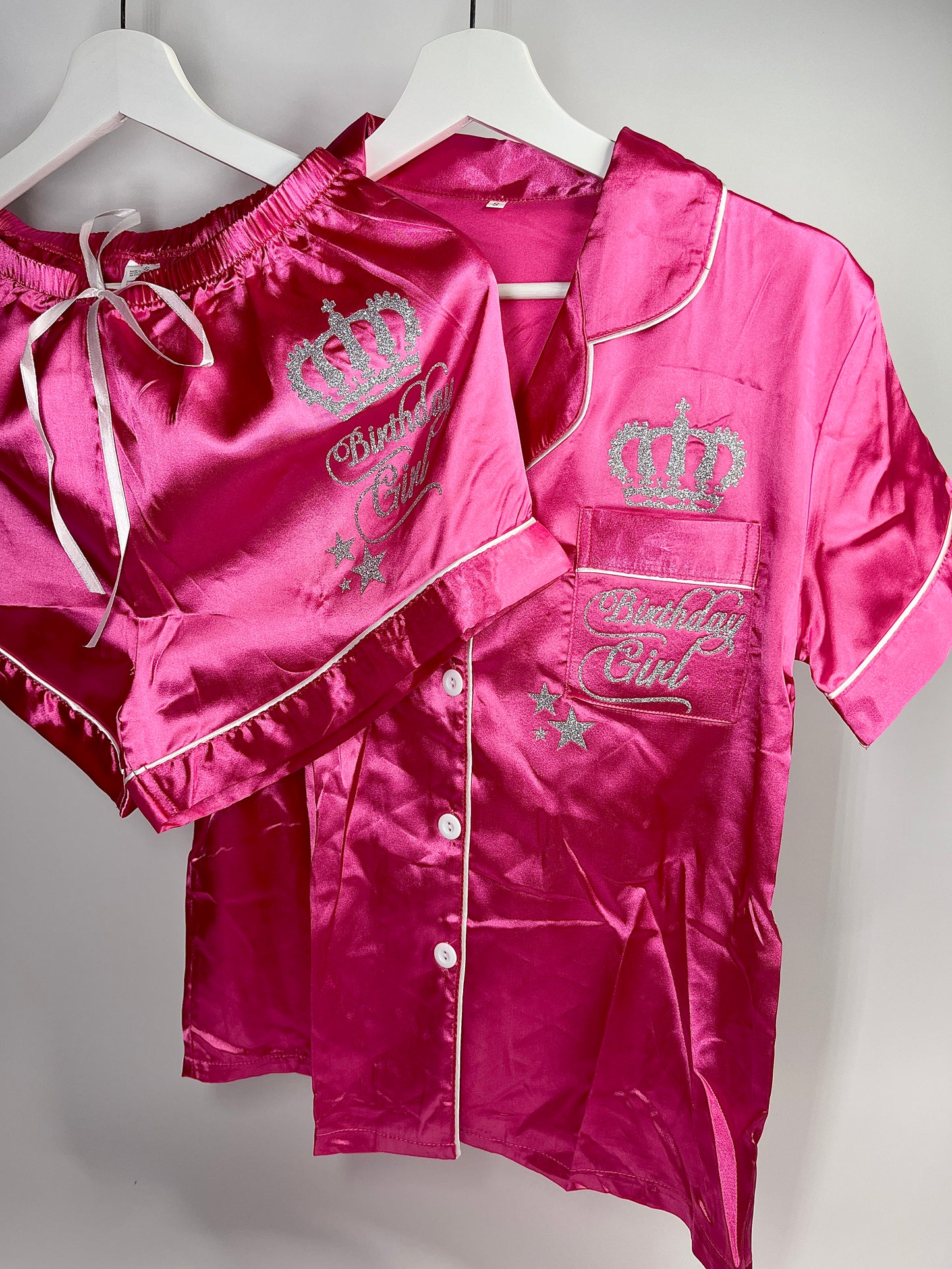 Satin Short Shirt Set | Pink