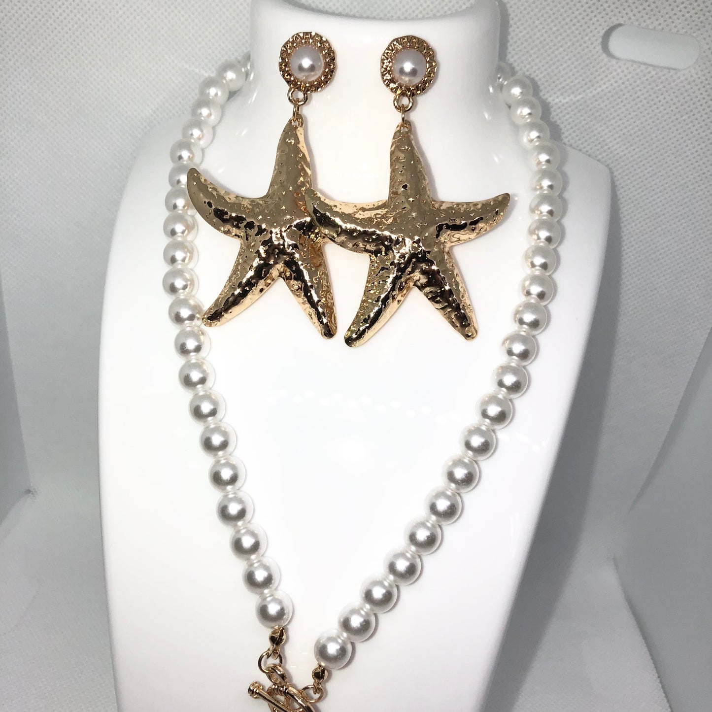 Pearl Gold Starfish Necklace & Earrings